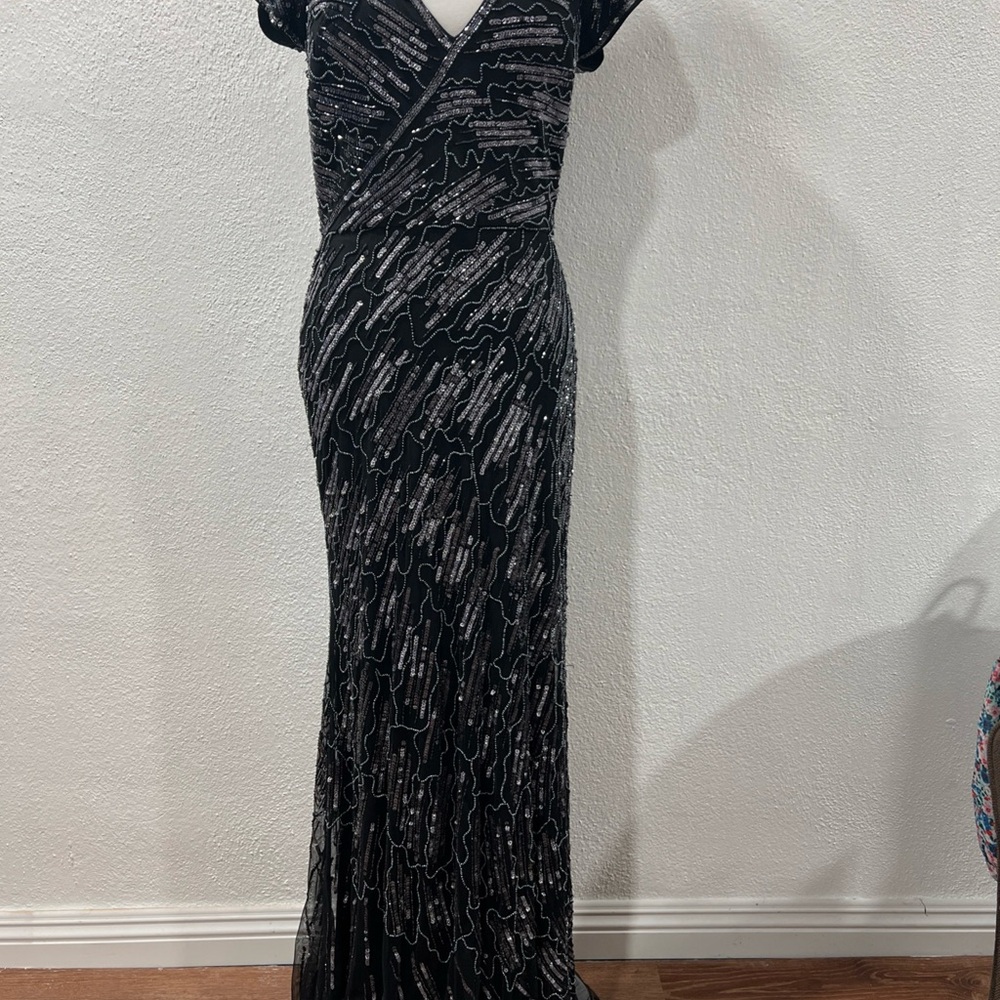 Elegant Black and Silver Evening Gown
